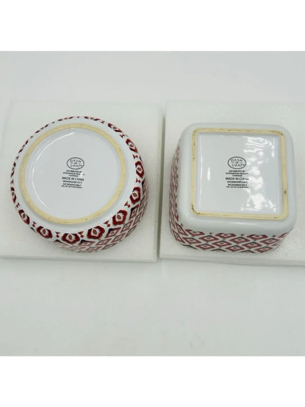 Set Of 2 Dash of That Lidded Stoneware Bowls Square Round Storage